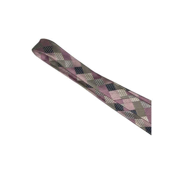 Geoffrey Beene Tie Mens Silk Necktie Pink Gray Plaid Work Business Career Office - Picture 7 of 12